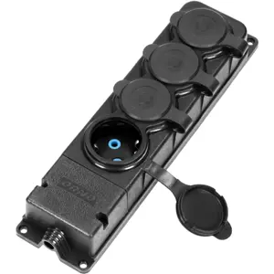 Bloco de 4 tomadas de serviço ultra-resistente com tampa p/ exterior IP44