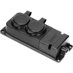 Bloco de 2 tomadas de serviço ultra-resistente com tampa p/ exterior IP44
