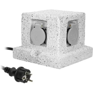 Bloque de tomas 4x Schuko de jardín tipo piedra con cable de 3m