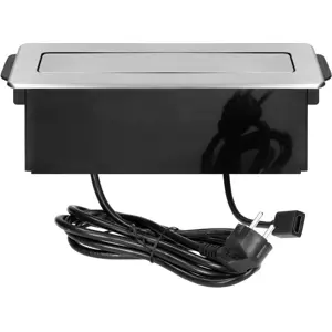 Bloco de tomadas de encastrar Pop-Up 2x Schuko + 2xUSB + 1xHDMI - cabo de 2.0m - Inox
