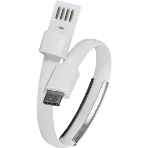 Pulseira mini cabo de carregamento USB-A - USB-C 2.0 - 23cm - branco