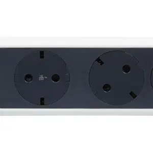 Bloco de 6 tomadas rotativo c/ interruptor - Branco+Preto - cabo (3x1.5mm²) 1.5m