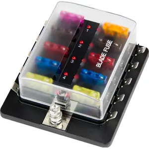Caixa porta fusíveis com 10x fusíveis 19mm auto c/ LED indicador de estado