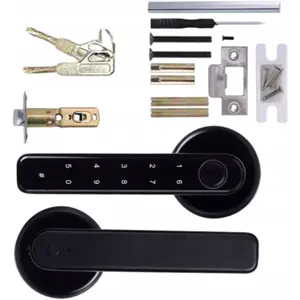 Maçaneta de porta inteligente Bluetooth c/ código touch + leitor impressão digital (compatível c/ Tuya)