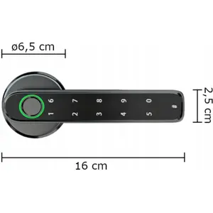 Maçaneta de porta inteligente Bluetooth c/ código touch + leitor impressão digital (compatível c/ Tuya)