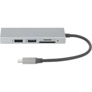 Adaptador/conversor multiport USB-C macho ➝ 2x USB-A + HDMI A + Lector SD/TF + Lector SD