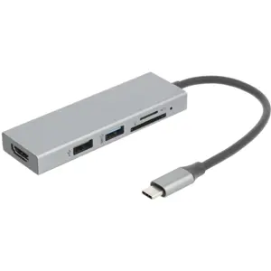 Adaptador/conversor multiport USB-C macho ➝ 2x USB-A + HDMI A + Lector SD/TF + Lector SD