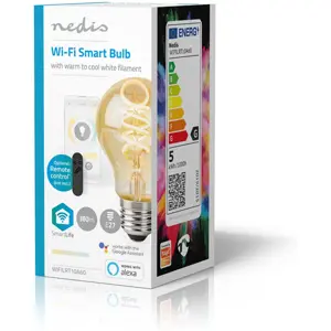 Lâmpada tipo filamento LED Smart WiFi E27 A60 CCT 1800-6500K 5W 360lm (compatível c/ Tuya) SmartLife