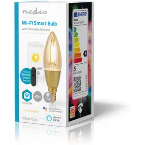 Lâmpada tipo filamento LED Smart WiFi E14 CCT 1800-3000K 5W 470lm (compatível c/ Tuya) SmartLife