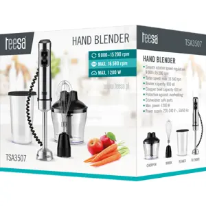 Varinha Mágica 3-em-1 c/ copo Batedor e Picador - 230V 1200W - Inox