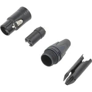 Ficha Cannon (XLR) fêmea 3 pinos para soldar cabo - metal preto
