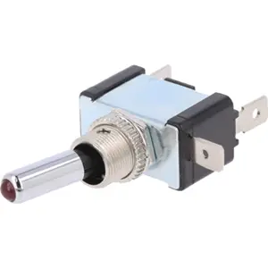 Interruptor de alavanca 2 posições estáveis - ON-OFF - 12VDC 25A (2 pinos) com LED vermelho