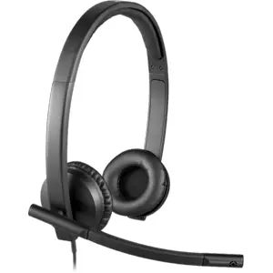 Auscultadores headset estéreo USB con microfone e controlos no fio