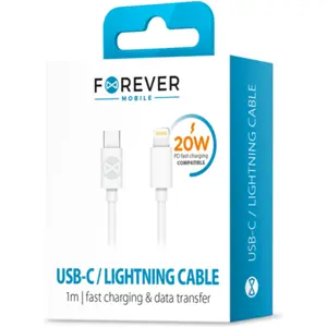 Cabo Lightning - USB-C PD 20W 3.0A - branco - 1.0m