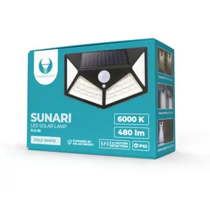 Projetor solar LED 6W 480lm de parede c/ sensor de movimento + crepuscular - IP65