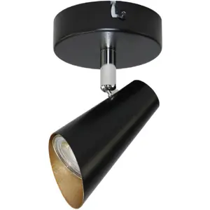 Aplique de parede/tecto p/ 1 lâmpada LED GU10 10W - Preto/Dourado