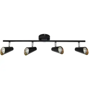 Aplique de parede/tecto p/ 4 lâmpadas LED GU10 10W - Preto/Dourado