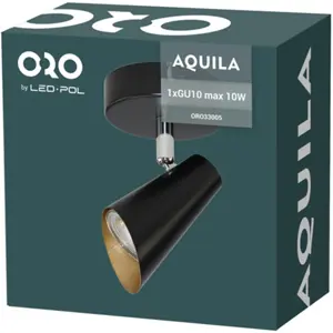 Aplique de parede/tecto p/ 1 lâmpada LED GU10 10W - Preto/Dourado