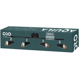 Aplique de parede/tecto p/ 4 lâmpadas LED GU10 10W - Preto/Dourado
