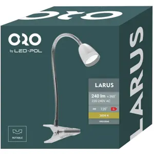 Candeeiro de mesa LED c/ clip 3W 3000K - Branco