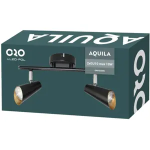 Aplique de parede/tecto p/ 2 lâmpadas LED GU10 10W - Preto/Dourado