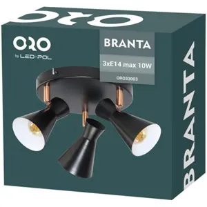 Aplique de parede/tecto p/ 3 lâmpadas LED E14 10W - Preto/Branco