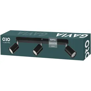 Aplique de parede/tecto p/ 3 lâmpadas LED GU10 10W - Preto