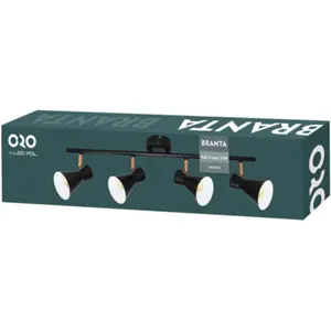 Aplique de pared/techo p/ 4 lámparas LED E14 10W - Negro/Blanco