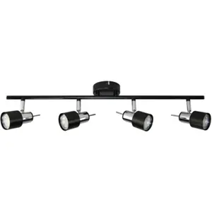 Aplique de parede/tecto p/ 4 lâmpadas LED GU10 10W - Preto