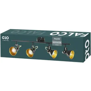 Aplique de parede/tecto p/ 4 lâmpadas LED GU10 10W - Preto/Dourado