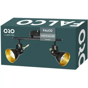 Aplique de parede/tecto p/ 2 lâmpadas LED GU10 10W - Preto/Dourado