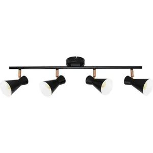 Aplique de pared/techo p/ 4 lámparas LED E14 10W - Negro/Blanco