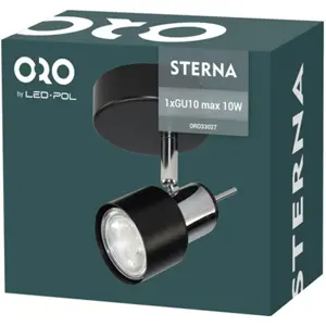 Aplique de parede/tecto p/ 1 lâmpada LED GU10 10W - Preto