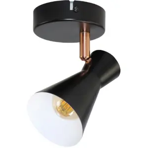 Aplique de pared/techo p/ 1 lámpara LED E14 10W - Negro/Blanco