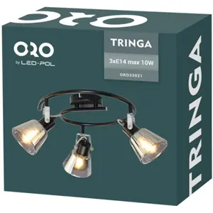 Aplique de parede/tecto p/ 3 lâmpadas LED E14 10W - Transparente