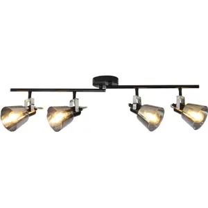 Aplique de pared/techo para 4 lámparas LED E14 10W - Transparente