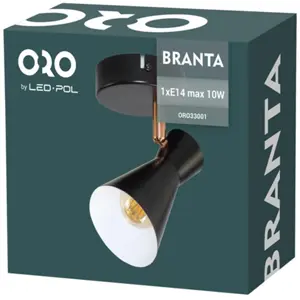 Aplique de pared/techo p/ 1 lámpara LED E14 10W - Negro/Blanco