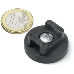Soporte de fijación Ø31x16mm magnético para bridas de hasta 10mm - negro