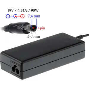 Fonte de alimentação 19VDC 4.74A 90W 7.4x5.0mm c/ pino central