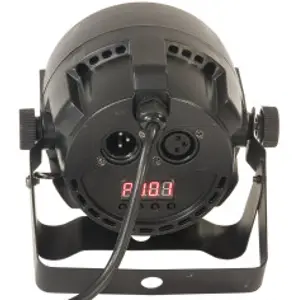 Projetor PAR c/ 3 LEDS 4W RGBW (4-em-1) e 18 LEDS Strobe DMX