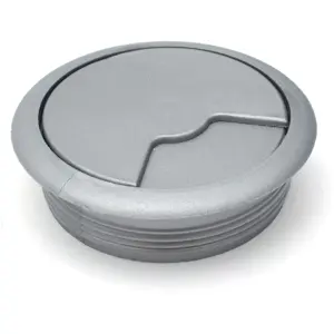 Passa cabos para tampos de mesa Ø60mm - cinza aluminio