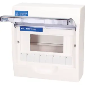Caixa de distribuição de superfície para quadro elétrico - porta transparente - 1 fila - 8 módulos