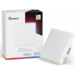 Interruptor triplo (3 Gang) Smart WiFi touch de encastrar c/ RGB + vibração + som
