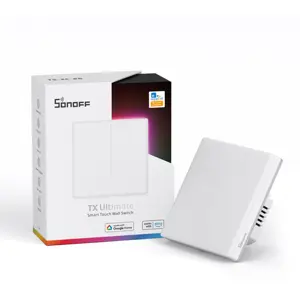 Interruptor duplo (2 Gang) Smart WiFi touch de encastrar c/ RGB + vibração + som