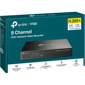 Gravador de Vídeo NVR c/ PoE(53W) p/ câmaras IP 8MPx - 8 canais