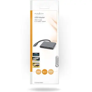 Adaptador/conversor multiport USB C macho ➝ 2x HDMI-A fêmea - 0.1m