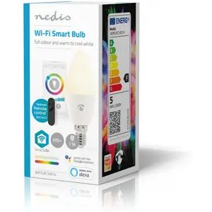 Lâmpada LED Smart WiFi E14 RGB+W (2700-6500K) 4.9W 470lm (compatível c/ Tuya) SmartLife