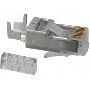 Ficha RJ45 Blindada FTP de cravar 8P/8C c/ GUIA - Cat6