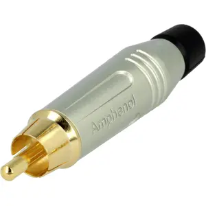 Ficha RCA macho dorada negro metálica