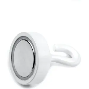 Íman Neodymium (NdFeB) com gancho N38 Ø25.3mm M4 - branco
